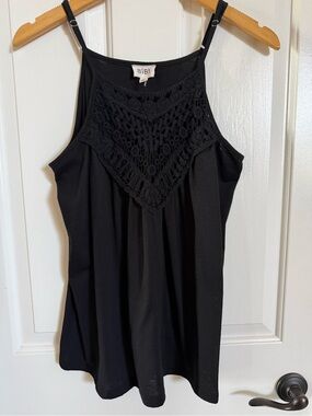 BiBi Black Crochet Yoke Camisole